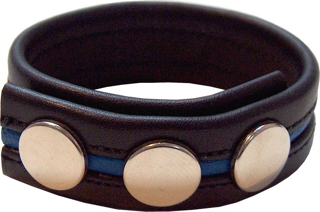 Mister B Leather Cockstrap, Blue Stripe