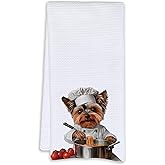 Cabana Bro Funny Yorkshire Terrier Cooking Kitchen Towels, Gifts for Yorkie Lovers, Funny Chef Dog Dish Hand Tea Towels for Kitchen Decor, Yorkshire Terrier Gifts, 16x24 Inch