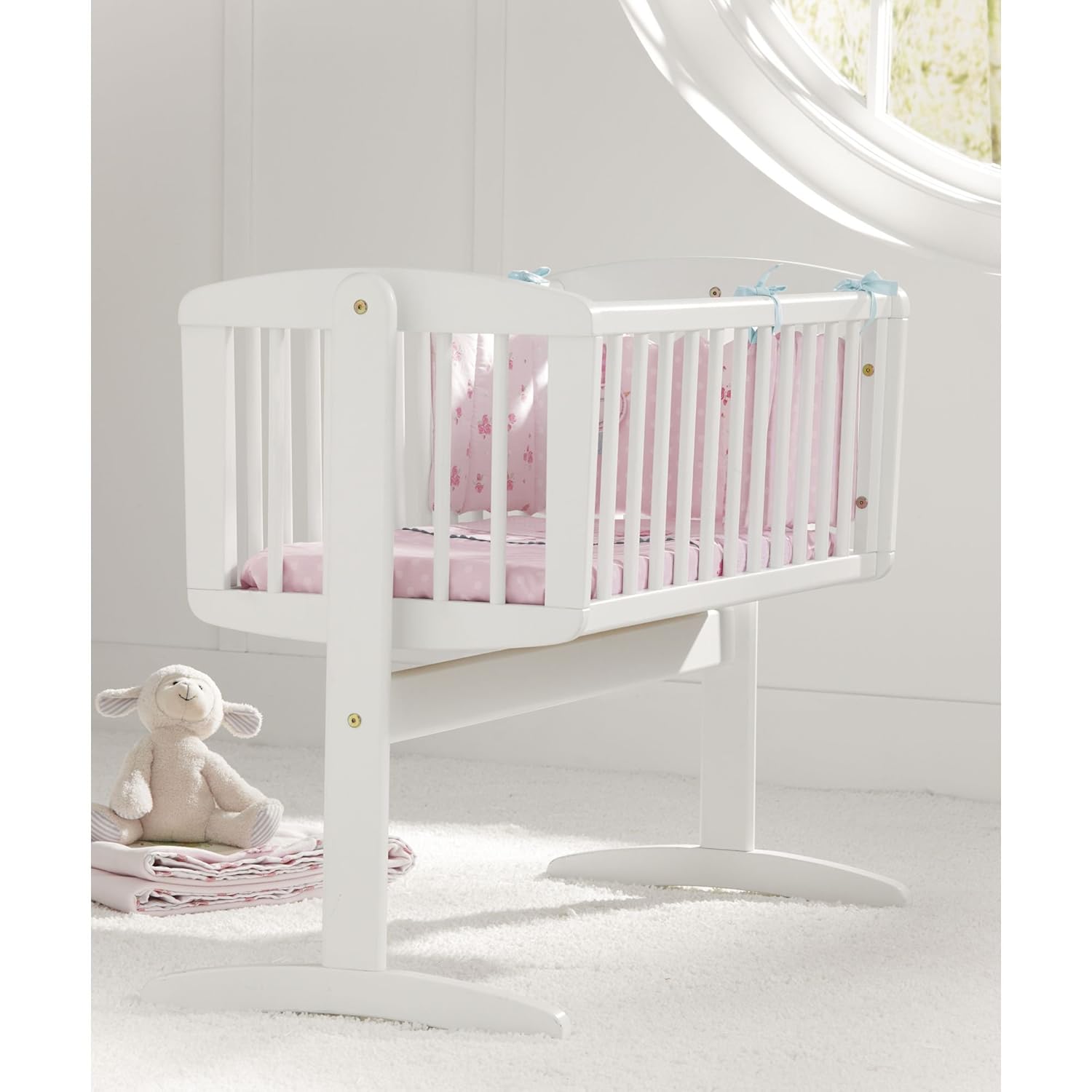mothercare white swinging crib