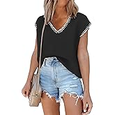 SAUKOLE Women's Sleeveless Sweater Vest Casual V Neck Cap Sleeve Knit Pullover Tank Tops 2026 Spring Clothes