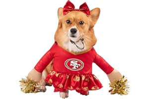 NFL Kansas City Chiefs Officially Licensed Cheer Dog Costume by MODERN HERO Includes Dress with Faux Stuffed arms and Tinsel pom-poms and Satin Bow Headband (X-Small)
