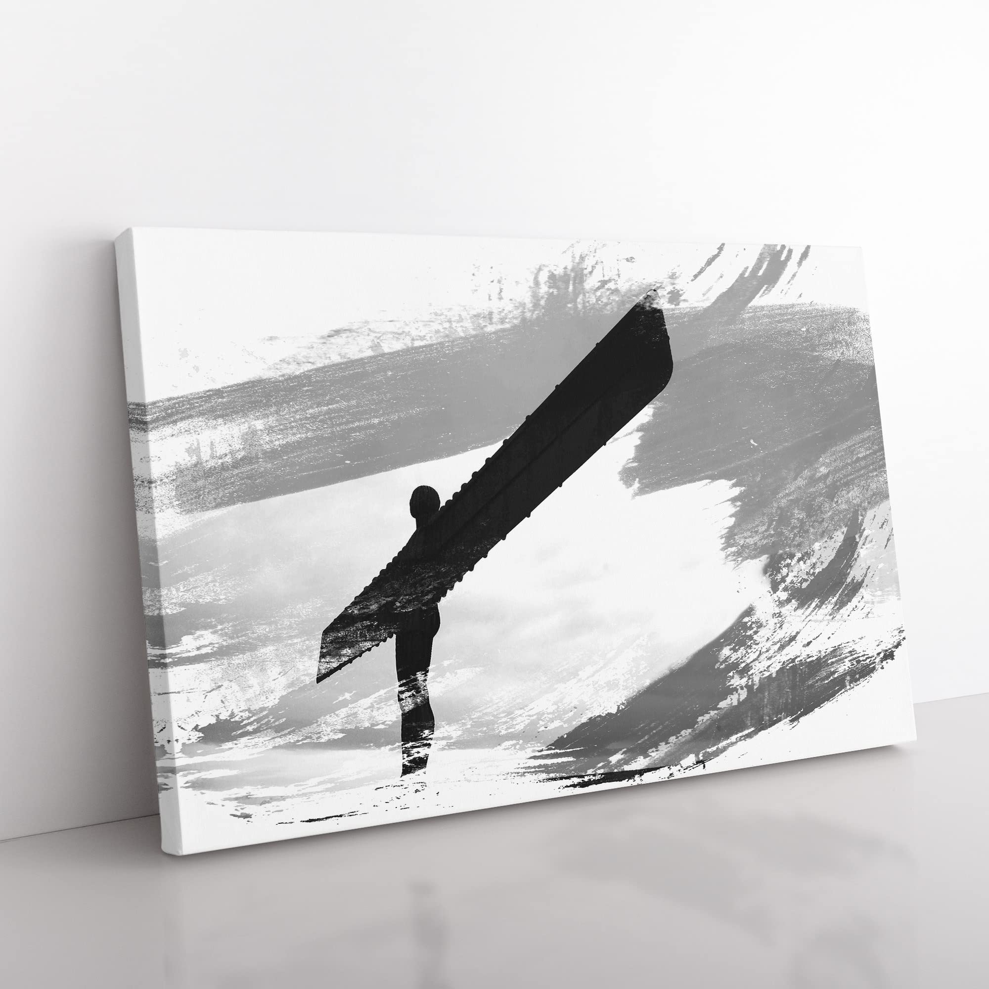 Angel of the North Newcastle V1 Modern Canvas Wall Art Print Ready to Hang, Framed Picture for Living Room Bedroom Home Office Décor, 50x35 cm (20x14 Inch)