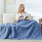 Cozy Bliss Cooling Blanket for Hot Sleepers Twin Size, Q-Max 0.45 Cooling Comfort Throw, Cold Blankets for Night Sweats Sleeping, Ultra-Cool Lightweight Breathable Summer Blanket for Bed, Blue