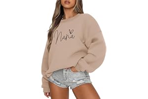 LOMON Oversized Sweatshirt for Women Long Sleeve Crewneck Auntie Grandma Sweatshirts Pullover Sweater Graphic Fleece Tops