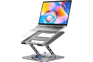 MCHOSE Laptop Stand, Adjustable Computer Stand, Ergonomic Laptop Riser with 360° Rotating Base, Notebook Stand Compatible with All 10-17” Laptops, Space Grey