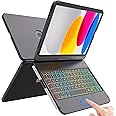 FUWANG Touch Keyboard Case for iPad (A16) 11th Generation 11 inch 2025&10th Gen 10.9 inch 2022, 360° Rotate for iPad 10th Generation Case with Keyboard, Backlit Keyboard Case with Pencil Holder, Black