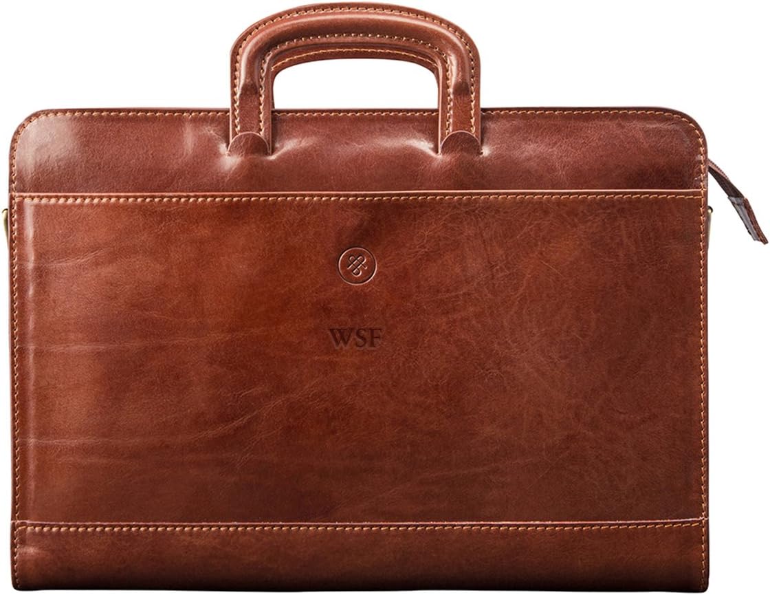 Maxwell Scott Personalized Italian Crafted Leather Portfolio - Barolo Tan