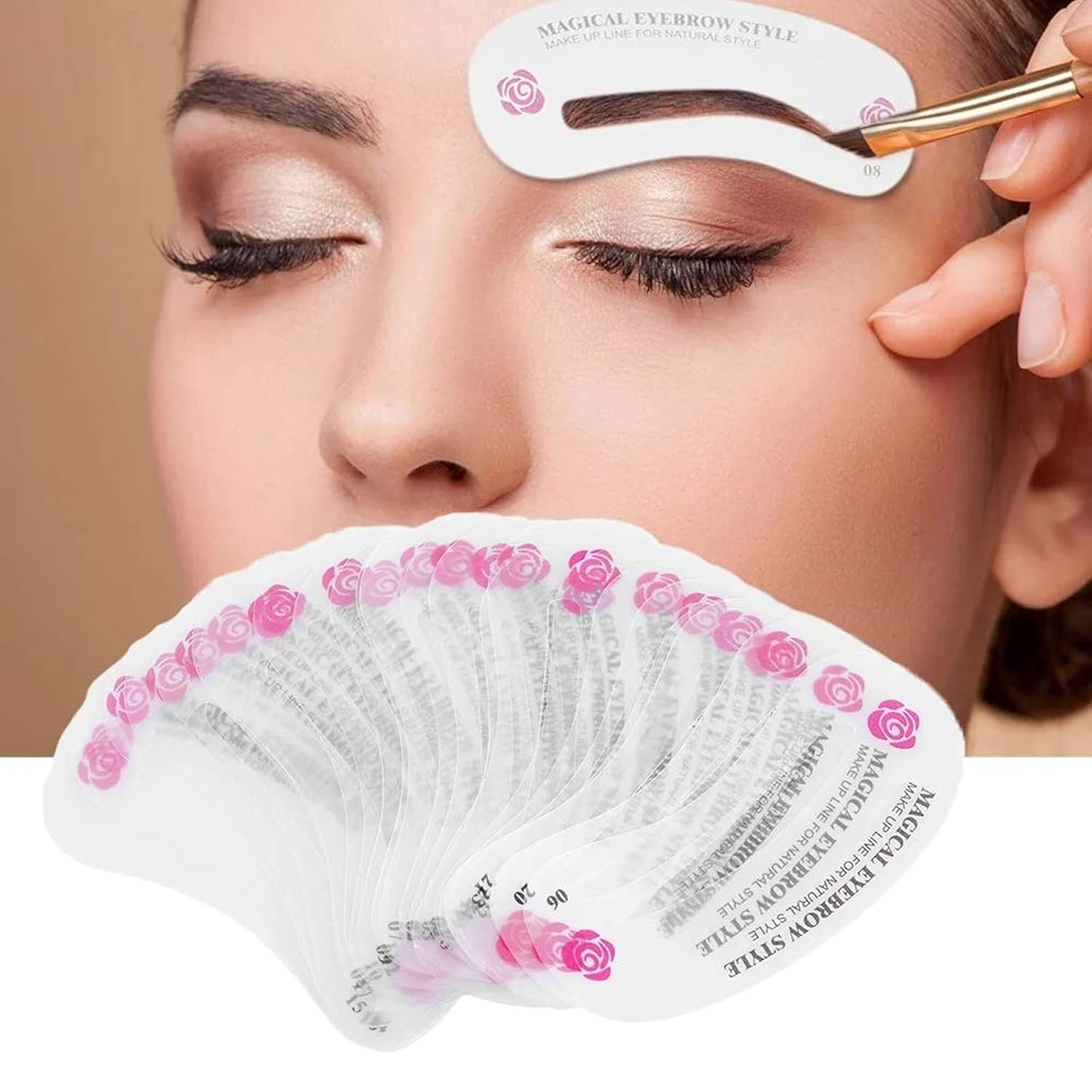 Photo 1 of 24 PCS Eyebrow Shaping Stencils, Kalolary Eyebrow Grooming Stencil Kit Shaping Templates DIY Tools for Eyebrows Shaping