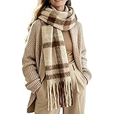 COMOEASIL Women Warm Scarf Long Shawl Cold Weather Thick Blanket Scarfs Plaid