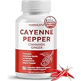 Cayenne Pepper 8-in-1 Formula - with Cinnamon, Ginger Turmeric, Odorless Garlic, Artichoke Non-GMO, Gluten-Free, Soy-Free