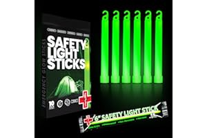 HSGUS Emergency 10 Ultra Bright Green Glow Sticks - Individual Packed With Lanyard - For Camping Survival - Glow Lights for Blackouts, Hurricane and Storms- 6 Inch Chem Light Sticks with 12 Hour Duration