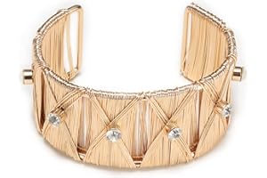 Rhinelife Gold Cuff Wide Bracelets for Women Multi-layer Winding Wave Design Big Open Adjustable Bangle