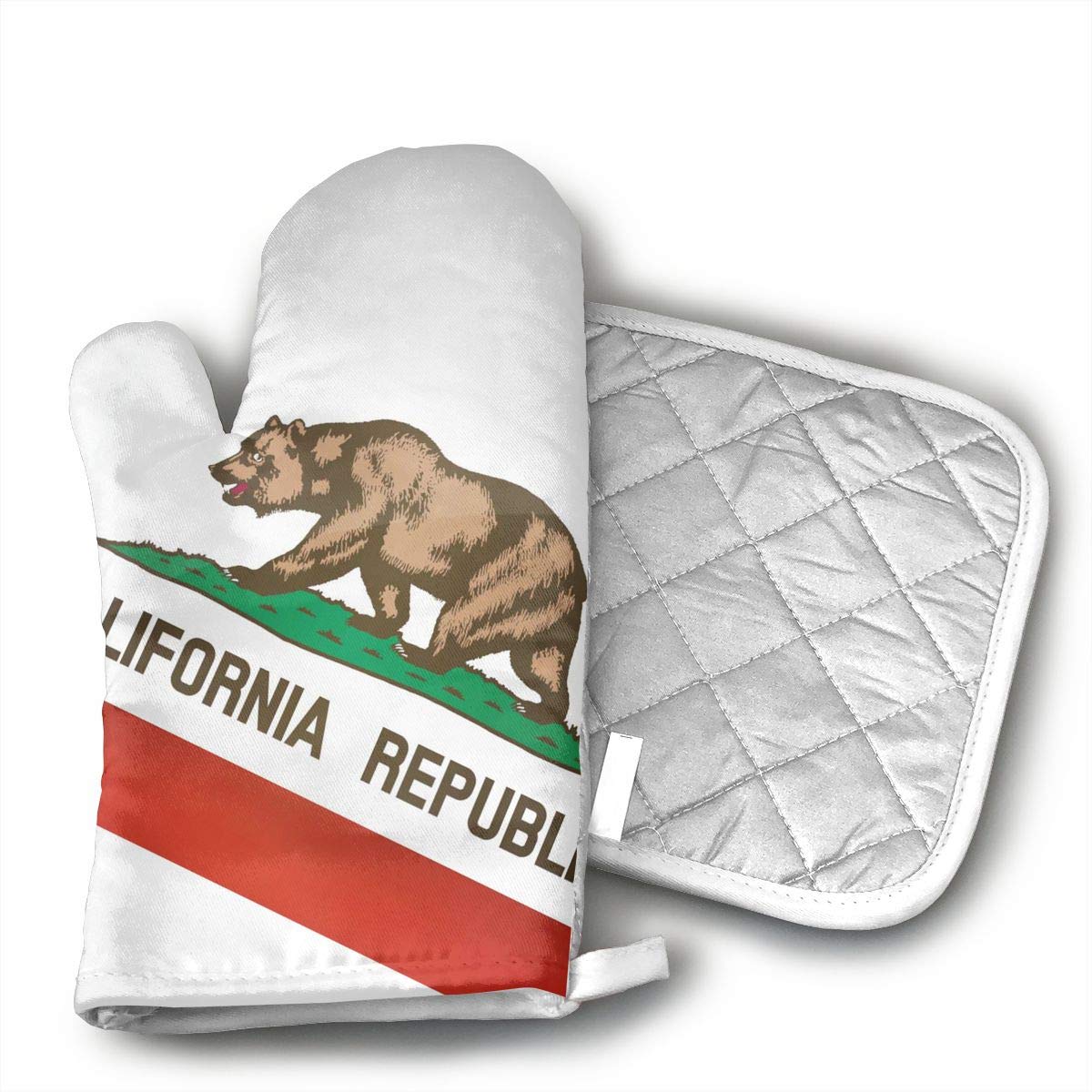 GUYDHL Unisex Oven Mitt and Pot Holder for California State Flag.jpg - 2 Pair