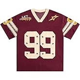 QJQ Men's Y2k Jersey Shirts Short Sleeve V Neck Graphic T Shirts Baggy Oversized Tee Summer Tops Streetwear