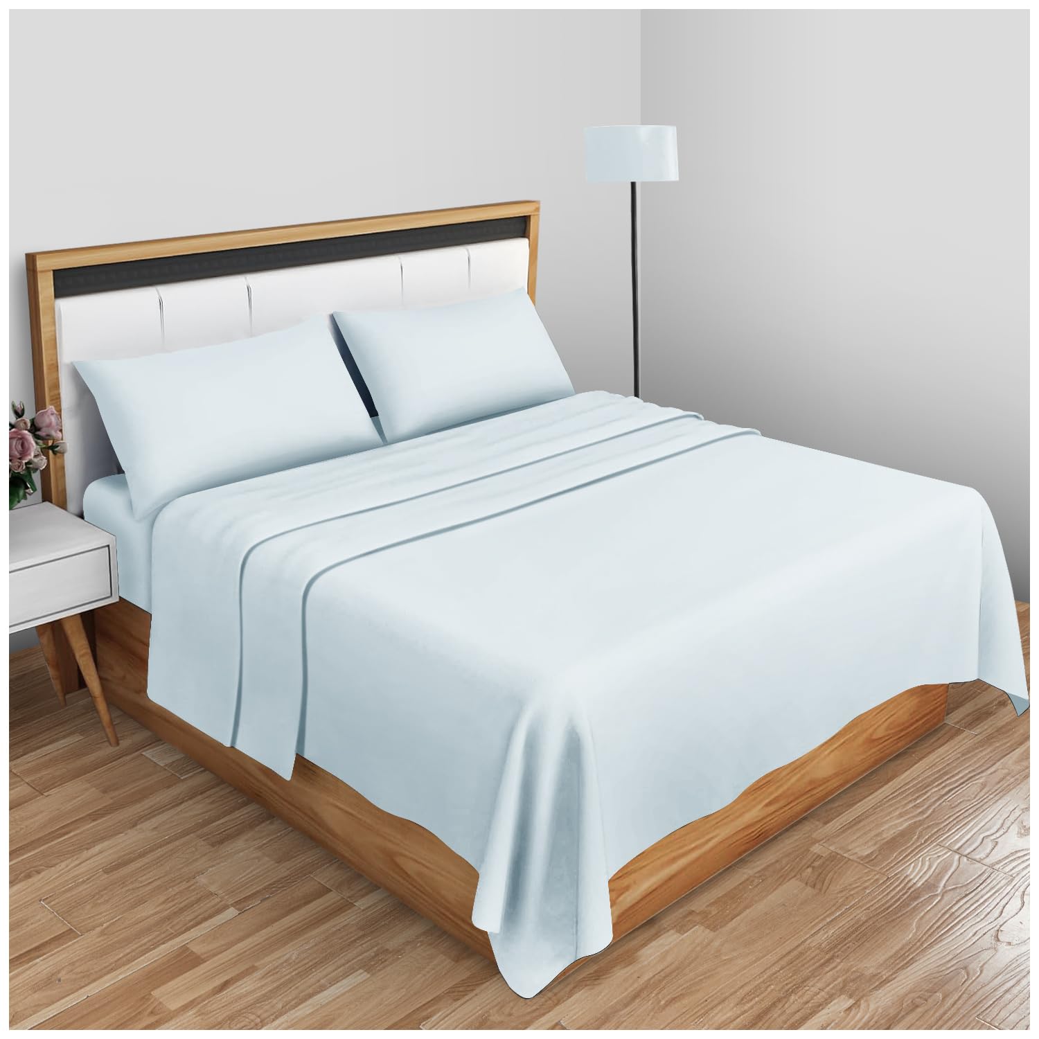 Gaveno Cavailia Super Soft Plain Dyed Diamond Flat Sheet [ King - Sky Blue ]