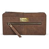 VALENCHI Women's Leather Wallet - RFID Blocking Wallet - Ladies Clutch Hand Purse With Card Holder Slots (Brown Vintage LW02)