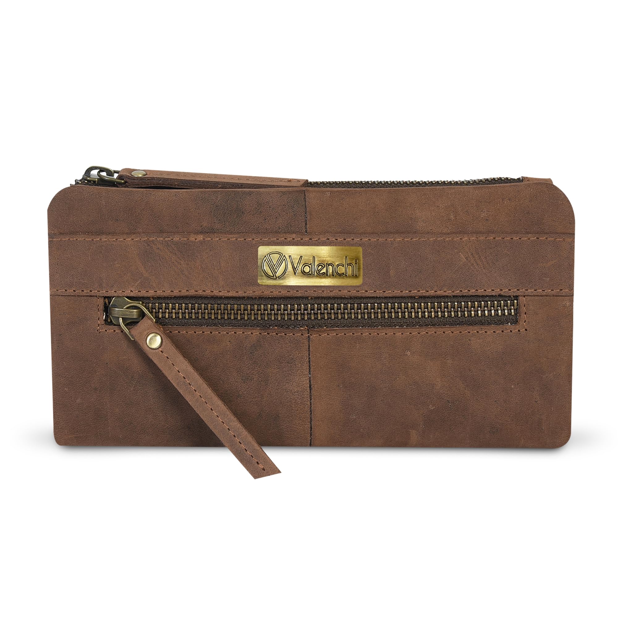 Photo 1 of VALENCHI Leather Wallet For Women RFID Blocking Slim Minimalist Ladies Long Clutch Purse Organizer Credit Card Holder Slots with Zipper Pocket (Brown Vintage)