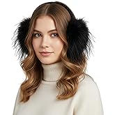 F Flammi Womens Earmuffs Winter Foldable Ear Warmers, Plush Faux Fur Ear Muffs for Cold Weather, Cozy Fluffy Ear Covers