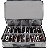 Bukere Sunglasses Organizer Case, 18 Adjustable Slots for Multiple Pairs Eyeglasses, Travel Glasses Holder Storage Box