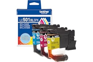 Brother Genuine LC501XL3PKS High Yield Cyan, Magenta, Yellow Ink Cartridges