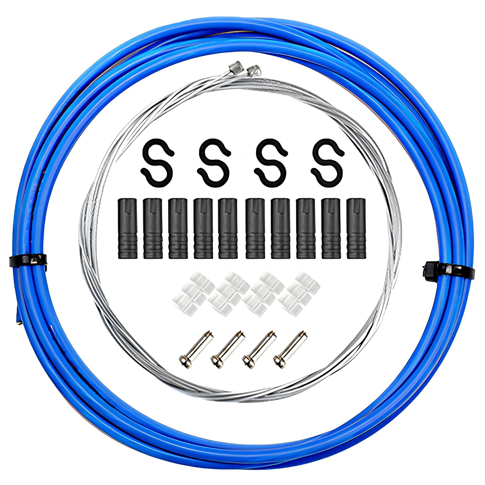 Bicycle Change Cable Kit, CTRICALVER Bike Shifter Cables, Bicycle Bike Shift, Shifter Cable Set Bike Cable, Bicycle Shifter line for Mountain Road Bike Universal Bicycle, Bicycle Cable Set(Blue)