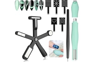 Plman Nail Magnet Tool Set, 3 in 1 Heart Magnet for Cat Eye Gel Polish, 6 in 1 Cat Eye Nail Magnet with Steel Ball Magnetic Pen, Multifunctional Cat Eye Magnet for Nail Art DIY at Home