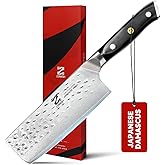 Zennish 6 Inch Nakiri Knife, Razor Sharp Meat Cleaver and Vegetable Kitchen Knife, Professional Damascus AUS-10 Steel Japanese Knife with Full Tang G10 Handle, Premium Gift Box - Quartz Series