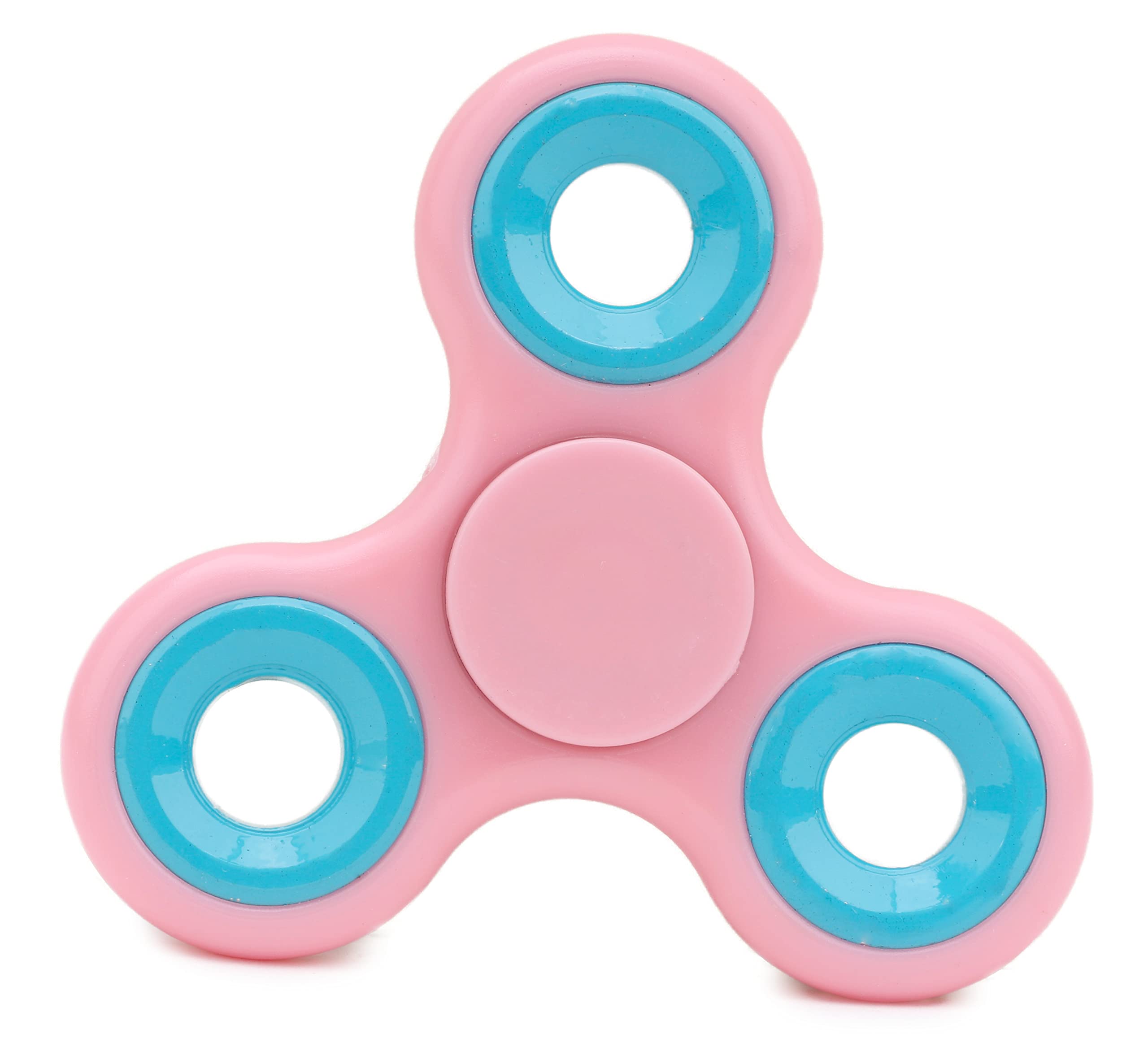 Toyland® Fidget Hand Spinner - Stress and Anxiety Relief - Assorted Colours (Pink & Blue Rings)