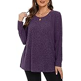 BELAROI Plus Size Tops for Women Tunic Shirts Long Sleeve Scoop Neck Casual Lightweight Sweaters Pullover Loose Fit