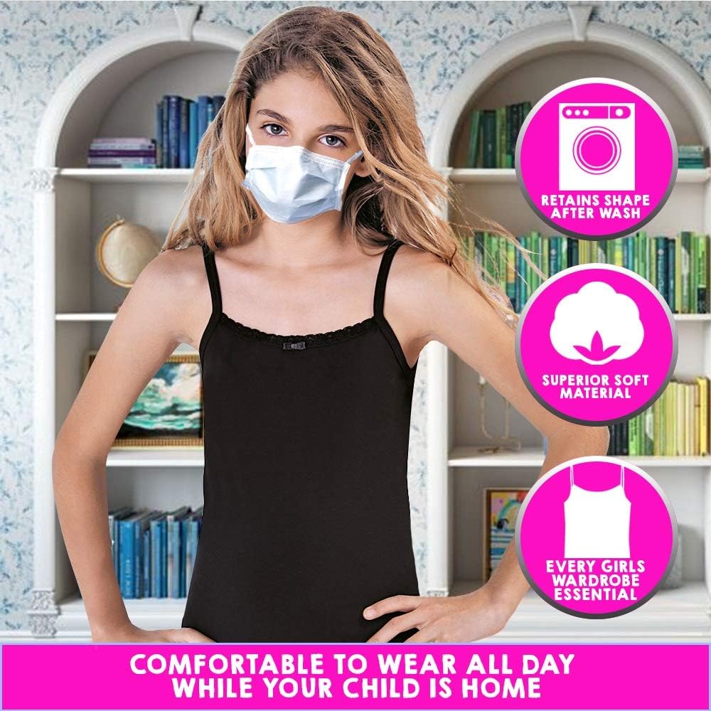 Brix Camisole Tank Top Undershirts for Girls- Cotton, Tagless, Sleeveless- 4 Pack: Clothing