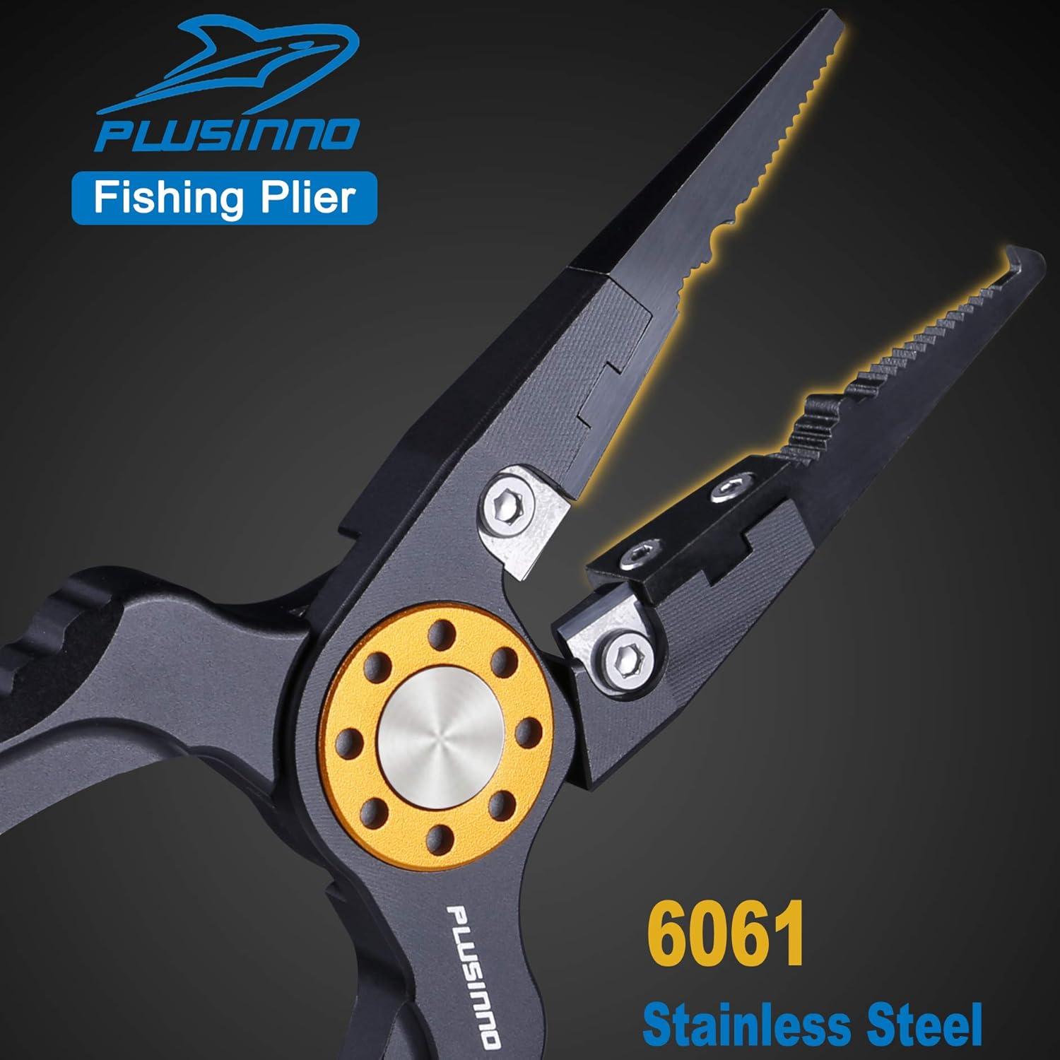 PLUSINNO 8” Fishing Pliers, 6061 Stainless Steel Fishing Tools, Split Ring Pliers Hook Removers, Tungsten Carbide Cutters, Corrosion Resistant Teflon Coating, Saltwater Resistant Fishing Gear : Sports & Outdoors