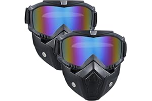 BROYEUR 2 Pack Airsoft Mask Full Face, Paintball Mask,Motorcycle Mask，Tactical Full Face Mask Ski Mask Goggles Detachable