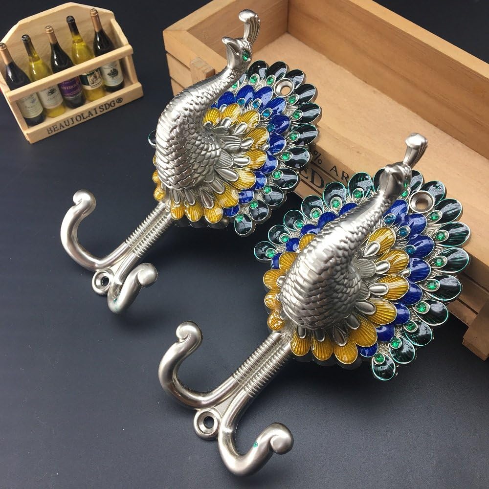 KISENG 1 Pair Clear Crystal Curtain Holdbacks Wall Mounted Tassel Curtain Tieback Hook Multi Use Wall Hook Coat Hanger (Silver)