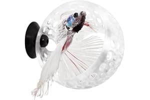 byMazy The Original Cave Lounge - Betta Fish Tank Accessories, Swim-Through Hideout Ornament for Small Fish and Shrimp, Aquarium Decoration with Plant Holder - Authentic Design (Small, Clear White)