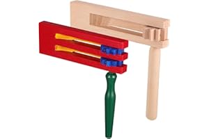Hohopeti 2pcs Wooden Ratchet Noise Makers Educational Musical Instrument Handheld Soundboards for Music
