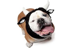 Zoo Snoods Bull Costume - Warm Knit Cow Dog Snood Wrap for Pets, Neck Ear Cover Protection for Halloween Winter (Large)
