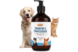 P.O.M. PETS POM Pets 2-in-1 Organic Dog Shampoo & Conditioner – Itchy Skin Relief, Dog Deshedding, Detangles Fur, Cat Shampoo, Paw Cleaner for Dogs, Natural Coat Defense Formula