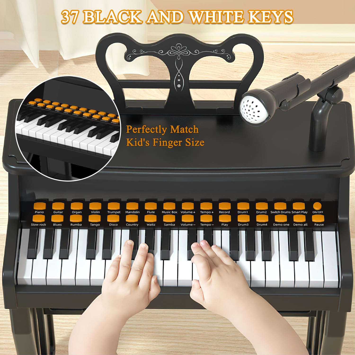 Dollox Keyboard Piano for Kids, Toddler Piano Toys 37 Keys Kid Musical Instruments Electric Keyboard Baby Pianos for Beginners Mini Music Toy with Stool, Birthday Gift for Age 3 4 5 6 Years Old