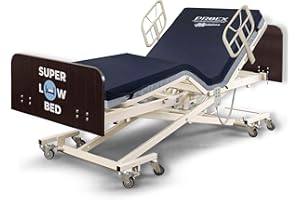 MEDACURE Ultra Low Adjustable Hospital Bed with 36" Foam Mattress - 7" - 30" Height Range, 80" - 88" Length Range, 36" Width - Full Electric Medical Bed with 8 Function Hi/Lo Hand Pendant - Mahogany