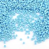 Perlin Glass Seed Beads 2mm 11/0 Round Mini Small Pony Beads 6500pcs for Making Earrings Bracelets Pendants Waist Jewelry DIY Handmade Opaque Color Kit (Blue)