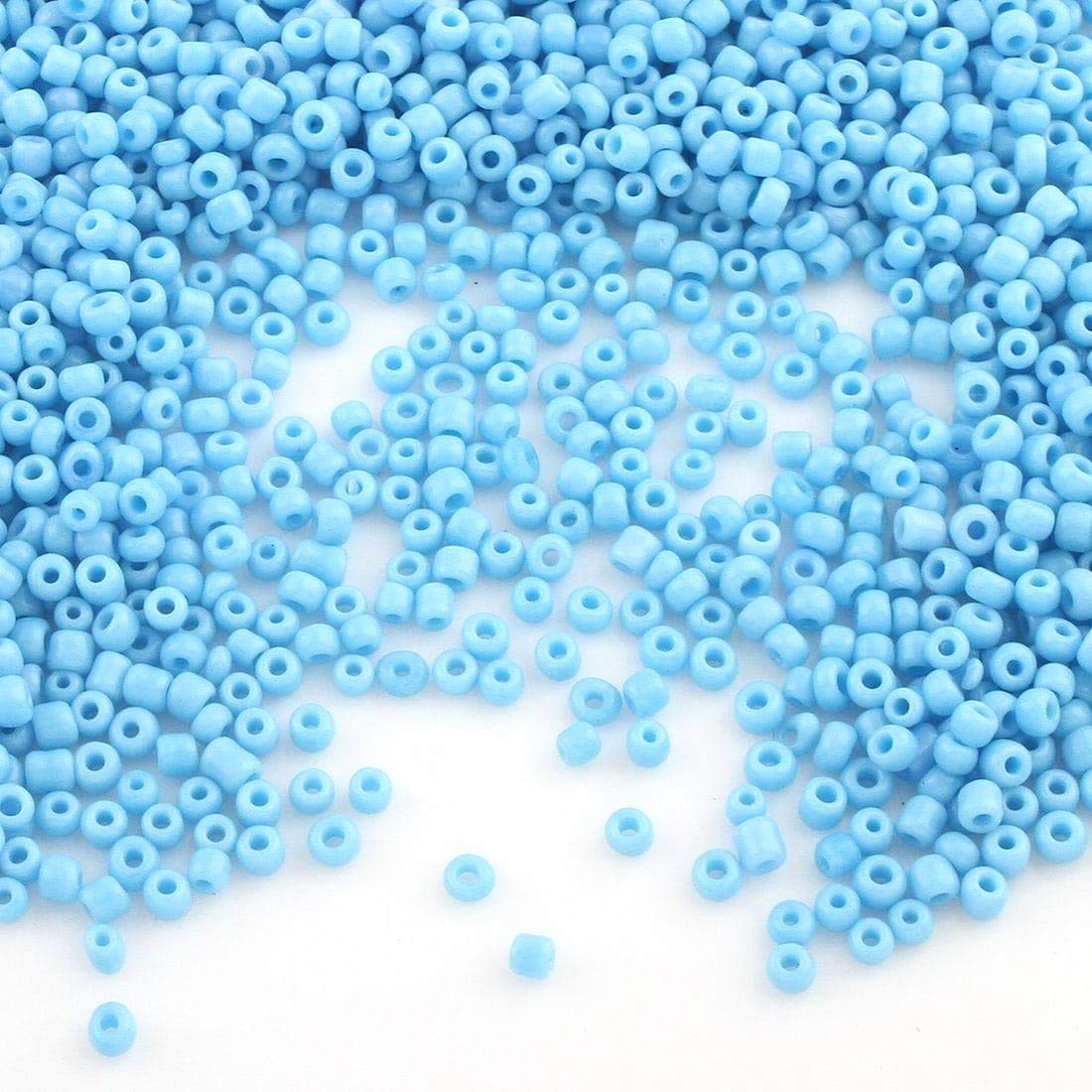 6500 pieces glass seed beads, 2 mm, opaque, matte, 11/0, pony beads, opaque lustre, opaque seed beads, choice of colours (blue)