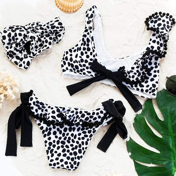 water park flamenco leopard bikini one shoulder
