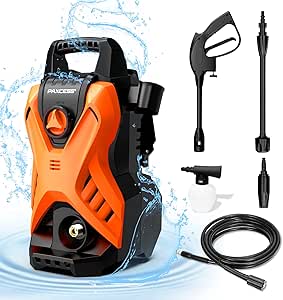 Paxcess Portable Pressure Car Washer, Electric Power Washer Machine with Adjustable Spray Nozzle Foam Cannon for Driveways, Patios and Washing Vehicles