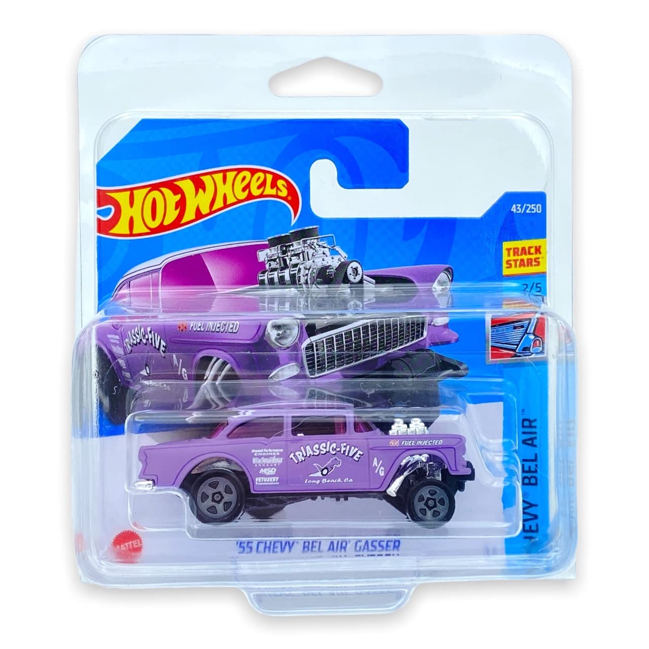 Hot Wheels '55 Chevy Bel Air Gasser (Violet) 2/5 Chevy Bel Air 2022 - 43/250 (Short Card) *** COMES IN A KLAS CAR KEEPER PROTECTIVE COLLECTORS CASE *** HCW89