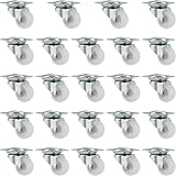 YUENPUN 24x 1 Inch White Swivel Castor Wheels 25mm Heavy Duty Top Plate Trolley view 1