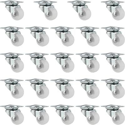 YUENPUN 24x 1 Inch White Swivel Castor Wheels 25mm Heavy Duty Top Plate Trolley