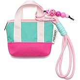 WOZEAH Dopamine Mini Backpack Keychain for Women,Small Change Pouch Coin Purse Zipper with Key Headset Bag（Rose Blue）