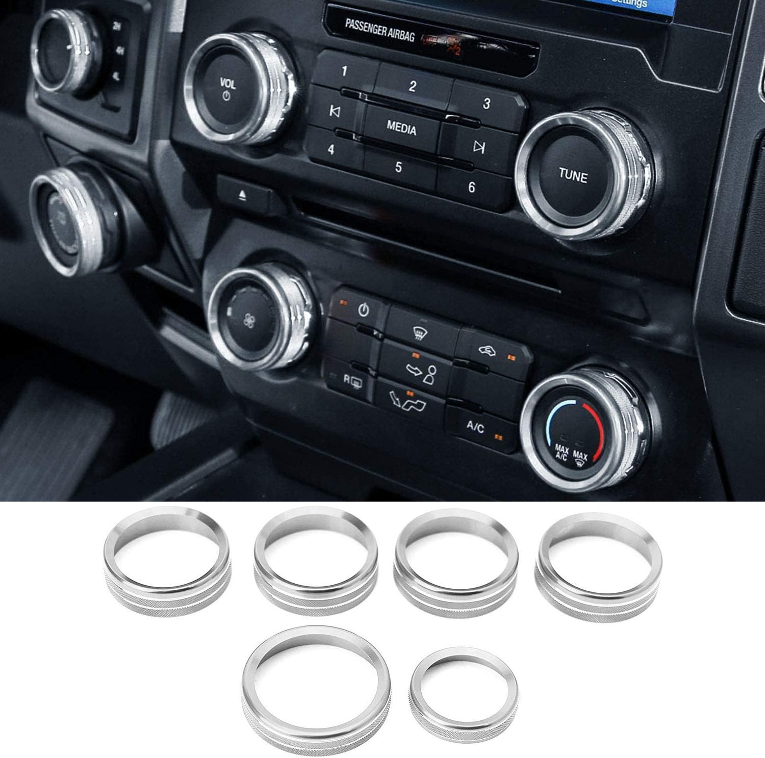 GZXinWei Audio Volume Switch AC Media Ring Air Conditioner Knob Cover Trim,Silver