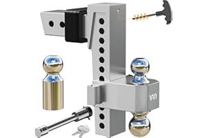 VNN 10 Inch Drop Hitch 2.5 Inch Receiver - Interchangeable 3 Solid Ball Mount 1-7/8", 2", 2-5/16"(18,500 LBS GTW), Heavy Duty Aluminum Adjustable Trailer Hitch with Pads and Locking Sets