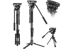 SIRUI Camera Monopod with Feet,74"/188cm Aluminum Travel Monopod with Tripod Base, Lightweight Portable Video Monopod with Pa